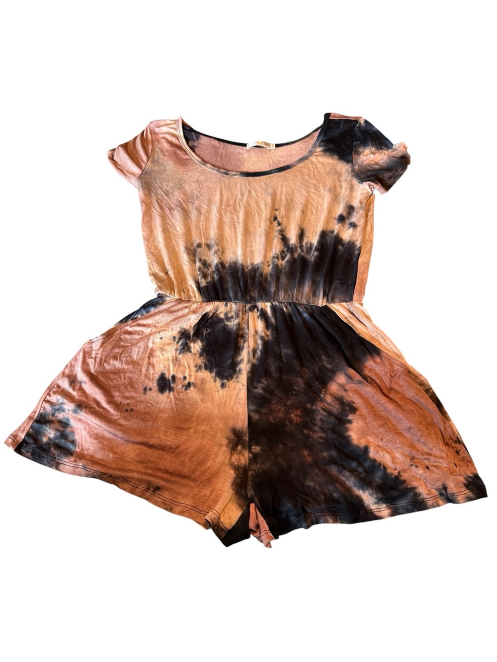 Women’s Tie-Dye Shortall Romper - Black & Brown